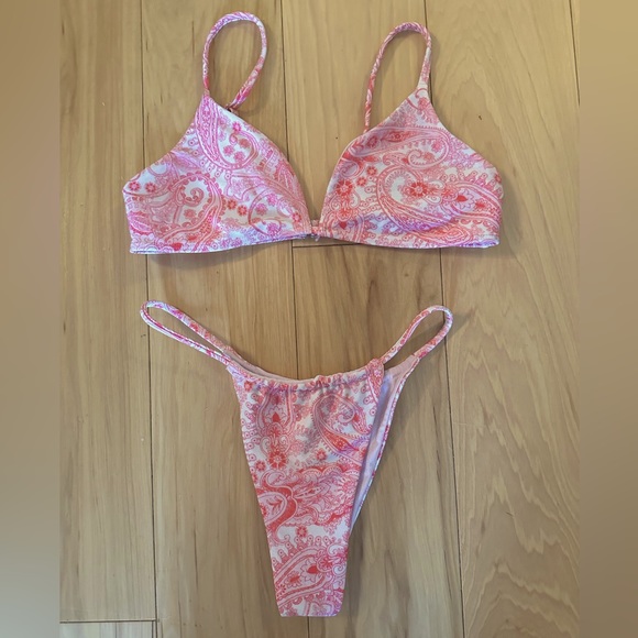 Frankie's Bikinis Swim Frankies Bikinis Pink Paisley Bikini Set
